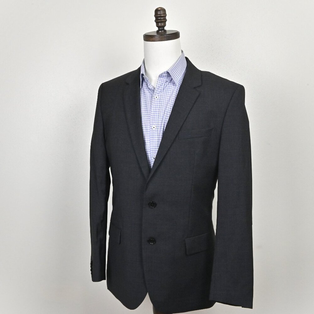Hugo Boss 100% Wool Formal Business Casual Handmade Micro Check Black Blazer 42R
